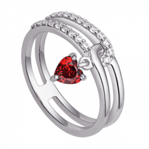 Nhẫn bạc đính đá màu đỏ PNJSilver Fantasia ZTXMK000086